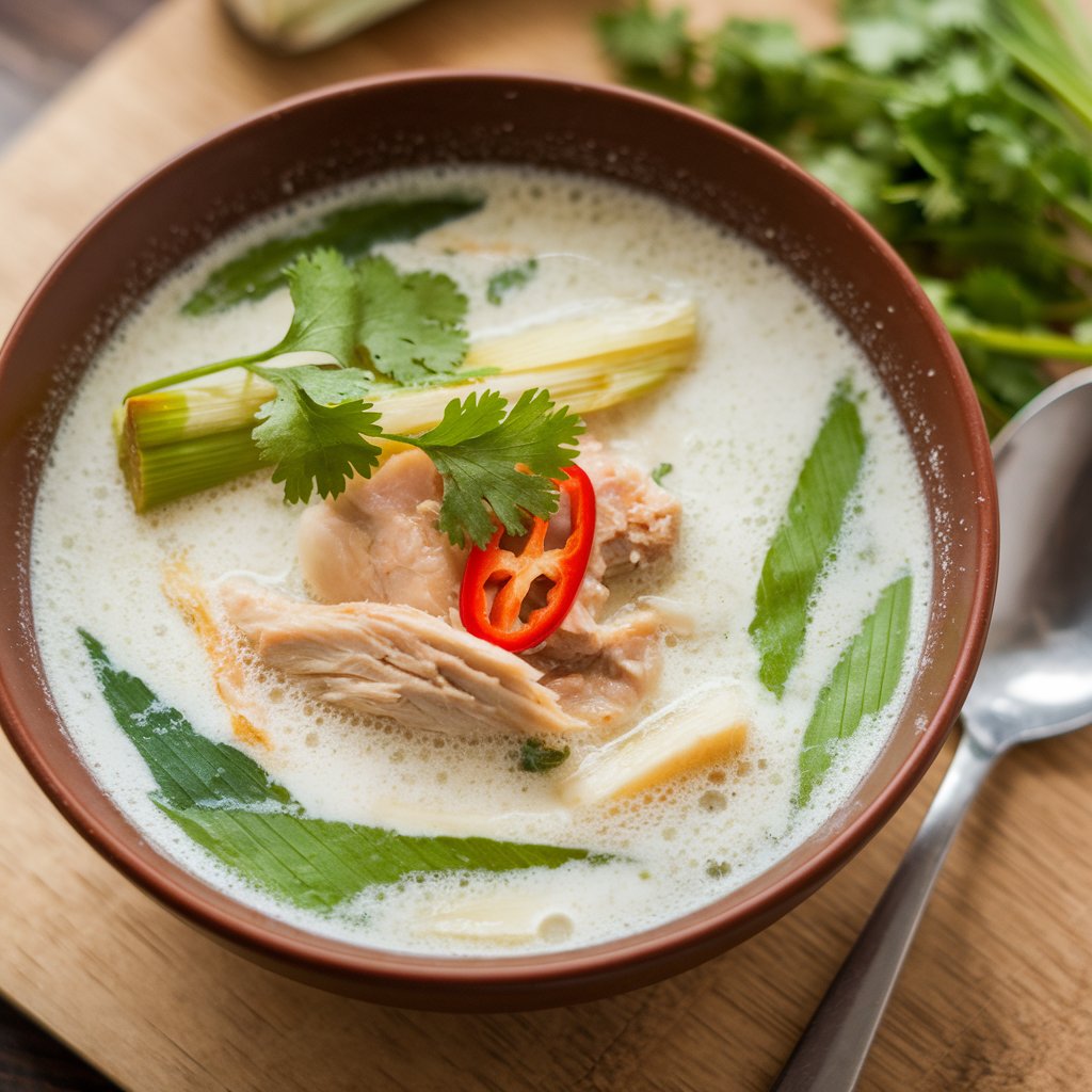 Том Кха Гай (Tom Kha Gai) – кокосовый суп с курицей и галангалом